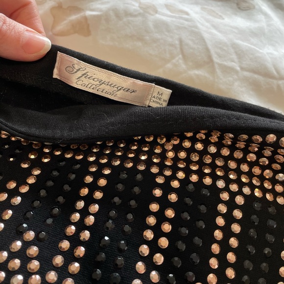 Black and Rose Gold Studded Mini Skirt - Picture 6 of 7